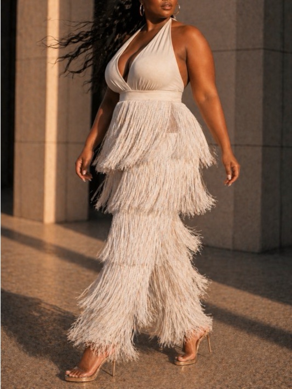 Fringe Halter Jumpsuit - Picture 4 of 5